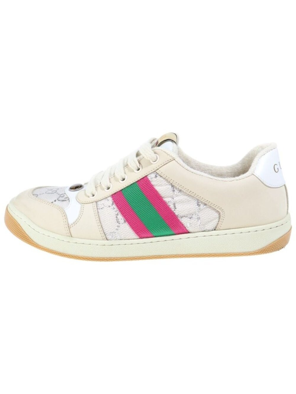 Gucci Screener GG Canvas Leather Low-Top Sneakers Beige